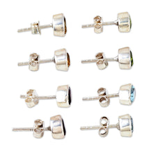 Load image into Gallery viewer, Set of 4 Gemstone and Sterling Silver Stud Earrings - All for One | NOVICA
