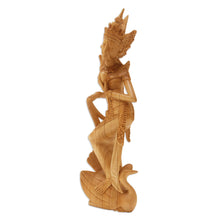Load image into Gallery viewer, Hand-Carved Crocodile Wood Saraswati Sculpture from Bali - Sage Saraswati | NOVICA

