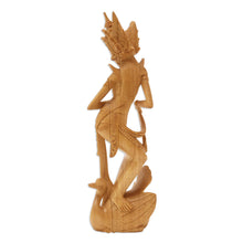 Load image into Gallery viewer, Hand-Carved Crocodile Wood Saraswati Sculpture from Bali - Sage Saraswati | NOVICA
