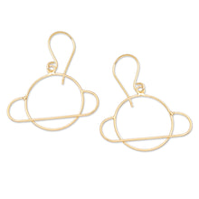 Load image into Gallery viewer, 22k Gold-Plated Saturn Dangle Earrings from Bali - Golden Saturn | NOVICA
