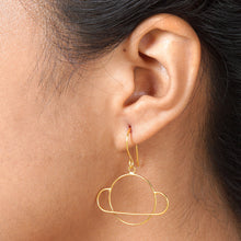 Load image into Gallery viewer, 22k Gold-Plated Saturn Dangle Earrings from Bali - Golden Saturn | NOVICA
