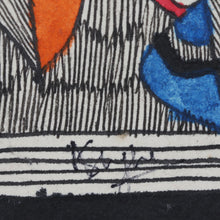 Load image into Gallery viewer, Signed Bird Madhubani Painting in Multicolor Tones - Bird's Saga | NOVICA
