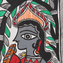 Load image into Gallery viewer, Signed Colorful Madhubani Painting of Krishna - Majestic Krishna | NOVICA
