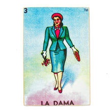 Load image into Gallery viewer, Decoupage Wooden Magnet With Mexican Loteria Card Motif - The Lady | NOVICA
