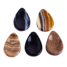 Load image into Gallery viewer, Drop-Shaped Stone Amulets (Pair) - Black and White Drop | NOVICA
