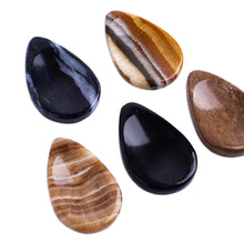 Load image into Gallery viewer, Drop-Shaped Stone Amulets (Pair) - Black and White Drop | NOVICA
