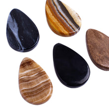 Load image into Gallery viewer, Drop-Shaped Stone Amulets (Pair) - Black and White Drop | NOVICA
