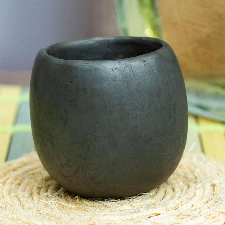 Mexican Handcrafted Barro Negro Shot Glass - Little Folk Barrel | NOVICA