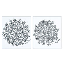 Load image into Gallery viewer, Mexican Mandala Coloring Postcards with Leaf Motifs (Pair) - Relaxing Leaves | NOVICA
