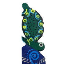 Load image into Gallery viewer, Hand Painted Green Turtle on Copal Wood Bookmark from Mexico - Reading Turtle | NOVICA
