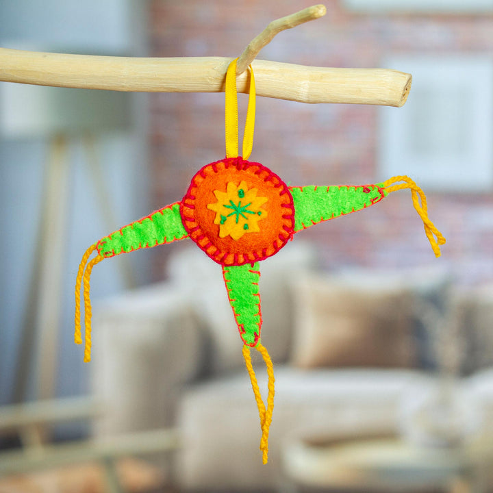 Mexican Colorful Piñata Ornament Handcrafted from Felt - Holiday Piñata | NOVICA