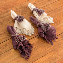 Load image into Gallery viewer, Set of 4 Handloomed Cotton Napkins and Rings from Guatemala - Traditional Delight | NOVICA
