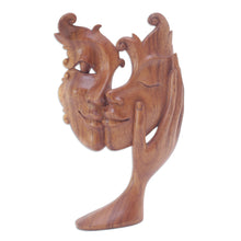 Load image into Gallery viewer, Suar Wood Brown Sculpture Hand-Carved in Bali - Lovely Sisterhood | NOVICA
