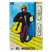 Load image into Gallery viewer, Mexican Wood Magnet with Musical-Themed Decoupage - Colorful Musician | NOVICA

