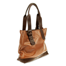 Load image into Gallery viewer, Genuine Leather Shoulder Bag Crafted by Artisan in Two-Tone - Redwood Afternoon | NOVICA
