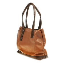 Load image into Gallery viewer, Genuine Leather Shoulder Bag Crafted by Artisan in Two-Tone - Redwood Afternoon | NOVICA
