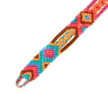 Load image into Gallery viewer, Handwoven Cotton Wristband Bracelet with Geometric Motifs - Pink Geometry | NOVICA

