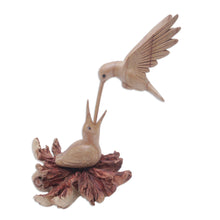 Load image into Gallery viewer, Carved Jempinis Wood Bird Sculpture with Natural Base - Mother Bird | NOVICA
