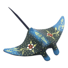 Load image into Gallery viewer, Indonesian Hand-carved &amp; Hand-painted Stingray Wood Figurine - Divine Stingray | NOVICA
