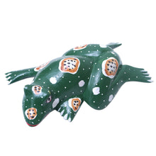 Load image into Gallery viewer, Frog Wood Figurine Hand-carved &amp; Hand-painted in Indonesia - Swimming Frog | NOVICA
