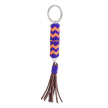 Load image into Gallery viewer, Beaded Leather Keychain and Bag Charm Handmade in Guatemala - Sweet Tranquility | NOVICA
