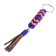 Load image into Gallery viewer, Beaded Leather Keychain and Bag Charm Handmade in Guatemala - Sweet Tranquility | NOVICA
