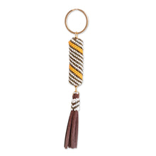 Load image into Gallery viewer, Beaded Leather Keychain and Bag Charm Handmade in Guatemala - Bright Light | NOVICA
