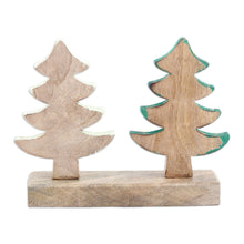 Load image into Gallery viewer, Mango Wood Snowy Tree Sculpture Hand-Carved in India - Snowy Forest | NOVICA
