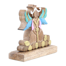 Load image into Gallery viewer, Hand-Painted Mango Wood Angel Sculpture with Easter Eggs - Tender Heaven | NOVICA
