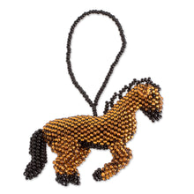 Load image into Gallery viewer, Handmade Equine Beaded Ornament from Guatemalan Artisan - Galloping at Sunset | NOVICA
