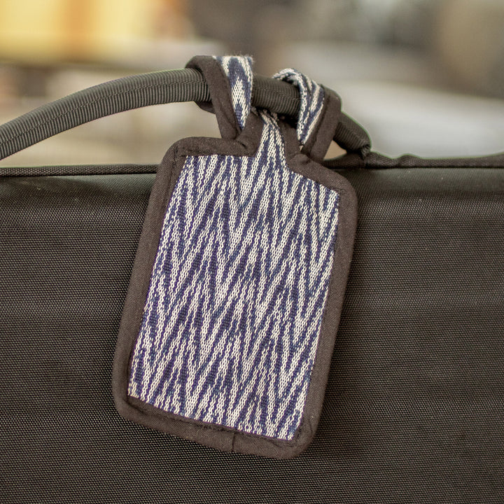 Blue & White Cotton Luggage Tag Handmade in Guatemala - Frontiers of Joy | NOVICA