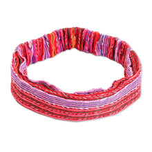 Load image into Gallery viewer, Multicolored Cotton Headband Hand-Woven in Guatemala - Stripes of Joy | NOVICA
