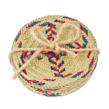 Load image into Gallery viewer, Set of 6 Blue and Red Natural Fiber Coasters from Mexico - Red Eco | NOVICA
