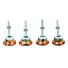 Load image into Gallery viewer, Set of 4 Handcrafted Ceramic Floral Knobs from Mexico - Floral Convenience | NOVICA
