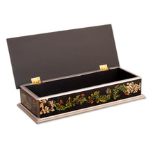 Load image into Gallery viewer, Leafy Reverse-Painted Glass Decorative Box with Lion Theme - Courageous King | NOVICA
