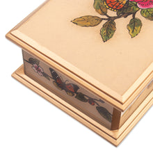 Load image into Gallery viewer, Floral Reverse-Painted Glass Decorative Box with Butterfly - Floral Hope | NOVICA
