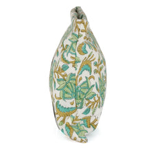 Load image into Gallery viewer, Hand-Block Printed Leaf Floral-Themed Cotton Cosmetic Bag - Leafy Friends | NOVICA
