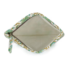 Load image into Gallery viewer, Hand-Block Printed Leaf Floral-Themed Cotton Cosmetic Bag - Leafy Friends | NOVICA

