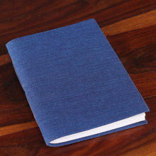 Load image into Gallery viewer, Blue Cotton Journal with 80 Blank Pages Handcrafted in India - Chic Blue | NOVICA
