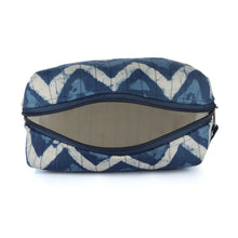 Load image into Gallery viewer, Blue Cotton Travel Case with Hand-Block Printed Wavy Pattern - Azure Waves | NOVICA
