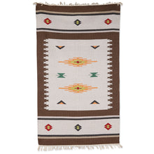 Load image into Gallery viewer, Handloomed Brown Wool Area Rug with Geometric Pattern (3x5) - Geometric Ceremony | NOVICA

