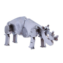 Load image into Gallery viewer, Handcrafted Recycled Scrap Metal Rhino Statuette - Wild Strength | NOVICA
