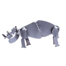Load image into Gallery viewer, Handcrafted Recycled Scrap Metal Rhino Statuette - Wild Strength | NOVICA
