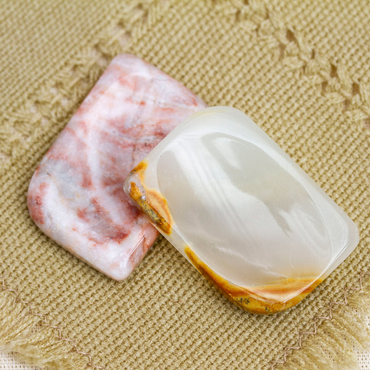 Set of 2 Geometric Reclaimed Marble Stress-Relieving Stones - Intense Relief | NOVICA
