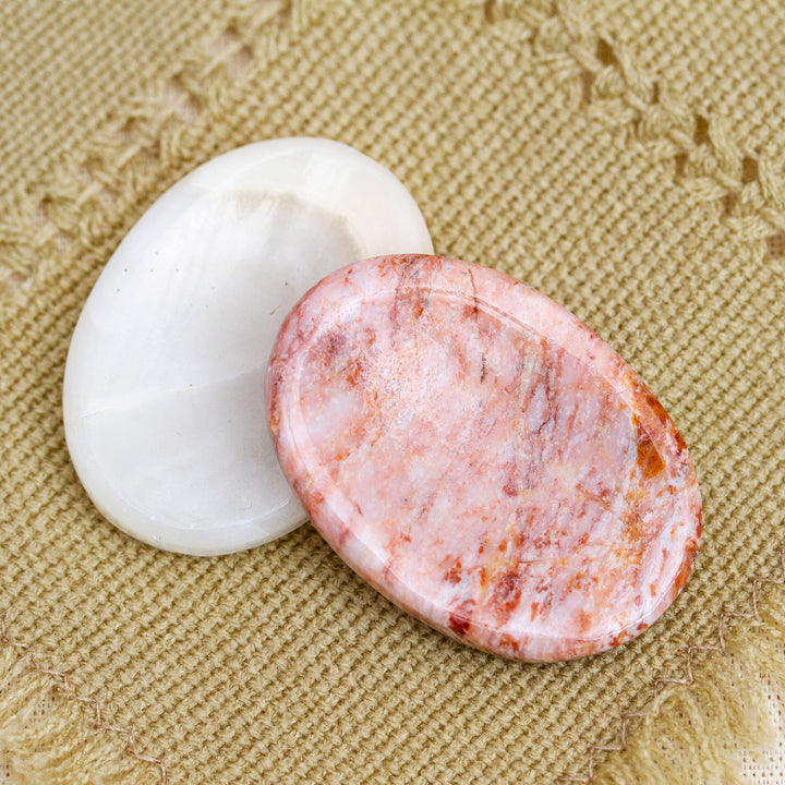 Set of 2 Oval Reclaimed Marble Stress-Relieving Stones - Celestial Illusion | NOVICA