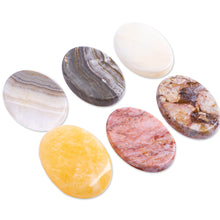 Load image into Gallery viewer, Set of 2 Oval Reclaimed Marble Stress-Relieving Stones - Celestial Illusion | NOVICA
