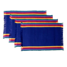 Load image into Gallery viewer, Handwoven Cotton Indigo Placemats with Napkins (Set of 4) - Indigo Balance | NOVICA
