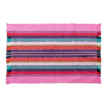 Load image into Gallery viewer, Handwoven Cotton Bubblegum Placemats with Napkins (Set of 4) - Bubblegum Paths | NOVICA
