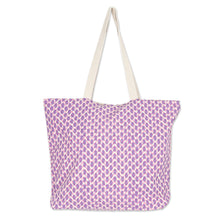 Load image into Gallery viewer, Cotton Tote Bag with Block-Printed Modern Design in Purple - Purple Ties | NOVICA
