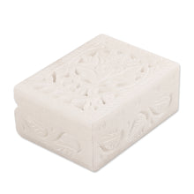 Load image into Gallery viewer, Handcrafted Alabaster Rectangular Jewelry Box from India - Blooming Customs | NOVICA
